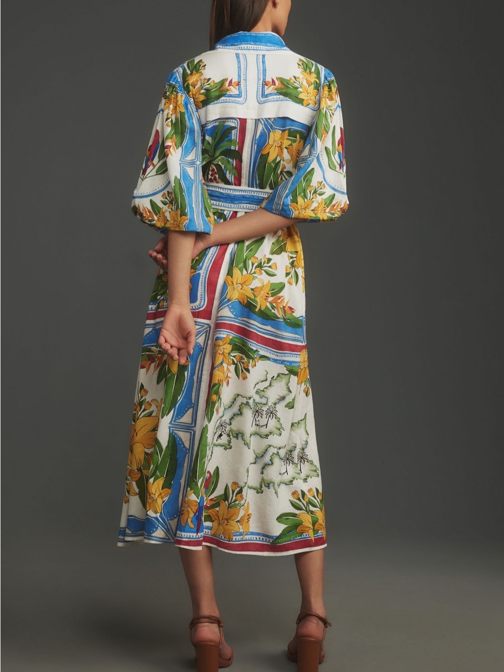 Farm Rio Tropical Destination Linen Shirt Dress - Picture 2 of 6